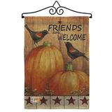 Breeze Decor Welcome Friends Crows Burlap Fall Harvest & Autumn 2-Sided Burlap 19 x 13 in. Garden Flag in Brown | 18.5 H x 13 W x 1 D in | Wayfair