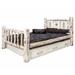 Millwood Pines Montana Collection Lodge Pole Pine Storage Bed Wood in White | 47 H x 60 W x 87 D in | Wayfair E775DD678AF844AB8C4703C3770E20B8