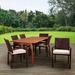 Brayden Studio® Avva Outdoor 7 Piece Dining Set w/ Cushions Wood in Brown/White | 30 H x 85 W x 37 D in | Wayfair BE723B91178D42F9A48FE734F74390E1
