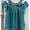 Anthropologie Tops | Anthropologie Maeve Cold Shoulder Ruffle Top Sz 2 | Color: Blue/Green | Size: S