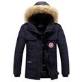 moxishop Mens Winter Coats Fur Hooded Outwear Casual Outdoor Thicken Warm Winter Clothes Jacket Windproof Windbreaker Parka Detachable Hoode 5colour UK XS-4XL (Navy Blue,S)