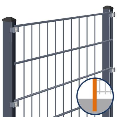 Doppelstabmattenzaun zum Einbetonieren Rundum-sorglos-Paket Anthrazit Komplettset, Halteplättchen, 1 Ecke,1830 mm,30 m,8/6/8 mm Image