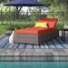 Sol 72 Outdoor™ Rochford Wheeled Outdoor Wicker Reclining Chaise Lounge w/ Cushion Wicker/Rattan in Brown/Gray | 16 H x 31 W x 77 D in | Wayfair