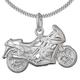CLEVER SCHMUCK Set Silver Motorcycle Pendant 23 x 13 mm Plastic Shiny on Both Sides and Curb Chain 45 cm 925 Sterling Silver, Sterling Silver, No Gemstone