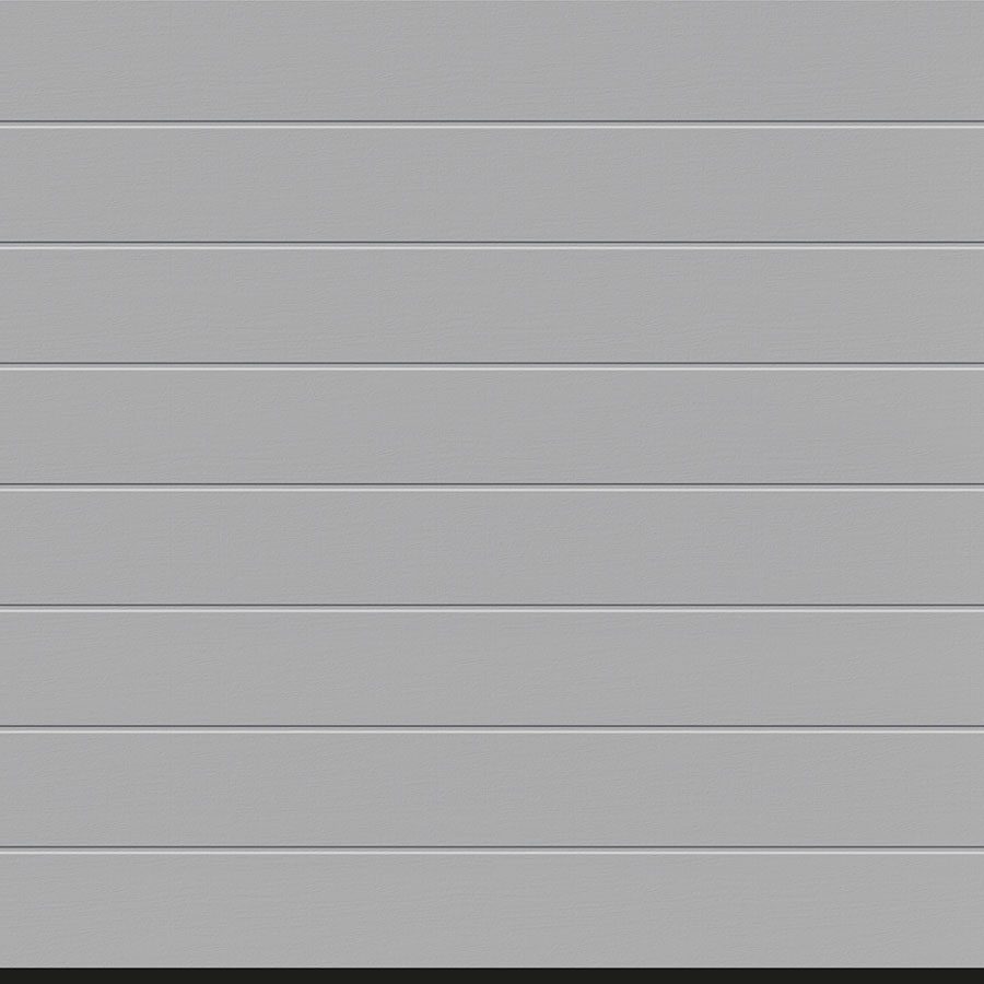 Hörmann Sektionaltor Rundum-sorglos-Paket RenoMatic Garagentor inkl. Zarge, Antrieb & Handsender, schmale Lamellen (M-Sicke), 2375x2000 mm,Weißaluminium (RAL 9006),Woodgrain Image