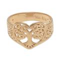 'Tree-Themed Gold Plated Sterling Silver Band Ring from Bali'