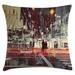 East Urban Home Urban City Streets At Gloomy Night Indoor/Outdoor 36" Throw Pillow Cover Polyester | 26 H x 26 W x 0.1 D in | Wayfair