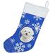 The Holiday Aisle® Winter Snowflakes Christmas Stocking Polyester in Blue | 18 H x 13.5 W in | Wayfair 192F9A021E1246C1881B7F783B471E36