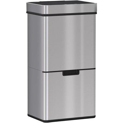 Mülleimer Abfalleimer mit Sensor 72 l Mülltrennsystem 3 Fächer Edelstahl Silber 42 x 30 x 81 cm