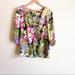 Anthropologie Tops | Anthro Leifsdottir Silk Floral Top | Color: Green/Pink | Size: 4