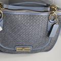 Coach Bags | Coach Kristin Woven Leather Sage - 16776 Nwt | Color: Blue/Gold | Size: 13.5" Tall And 16"W
