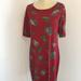 Lularoe Dresses | Lularoe L Burgundy Red Blue Rose Julia Dress | Color: Blue/Red | Size: L