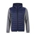 DISHANG Men's Hybrid Hooded Puffer Jacket Insulated Lightweight Winter Warm Hiking Jacket (Navy Blue, XXL)