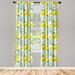 East Urban Home Yellow & Blue Curtains, Daisies & Shamrock Flowers w/ Hand Drawn Style Hearts & Ladybugs | 84 H in | Wayfair