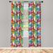 East Urban Home Ambesonne Jazz Music Curtains, Abstract Retro Style Composition w/ Colorful Musical Instruments Party | 63 H in | Wayfair