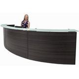 3-Person Standing Height Curved Glass Top Reception Desk in Charcoal or White