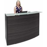 Standing Height Curved Glass Top Reception Desk in Charcoal or White