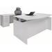 White Adjustable Height Bow Front U-Shaped Desk