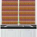 East Urban Home Mexican Geometric Tailored 55" Kitchen Curtain in Orange Polyester | 39 H x 55 W x 2.5 D in | Wayfair