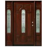 Asian Pacific Products Inc. Mahogany Prehung Front Entry Doors Wood in Brown/Red | 61.25 W in | Wayfair TMH-7525-5-GL02-P-LH