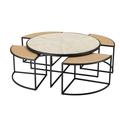 Latitude Run® Deeley Coffee Table w/ 4 Nested Stools Wood/Metal in Black/Brown/White | 19 H x 39.5 W x 39.5 D in | Wayfair