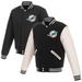 Men's JH Design Black/White Miami Dolphins 19 Mens Reversible Fleece Jacket W/ Faux Leather Sleeves