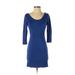 H&M Casual Dress - Bodycon Scoop Neck 3/4 Sleeve: Blue Print Dresses - Women's Size Small
