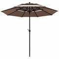 Costway 10ft 3 Tier Patio Umbrella Aluminum Sunshade Shelter Double Vented without Base-Tan