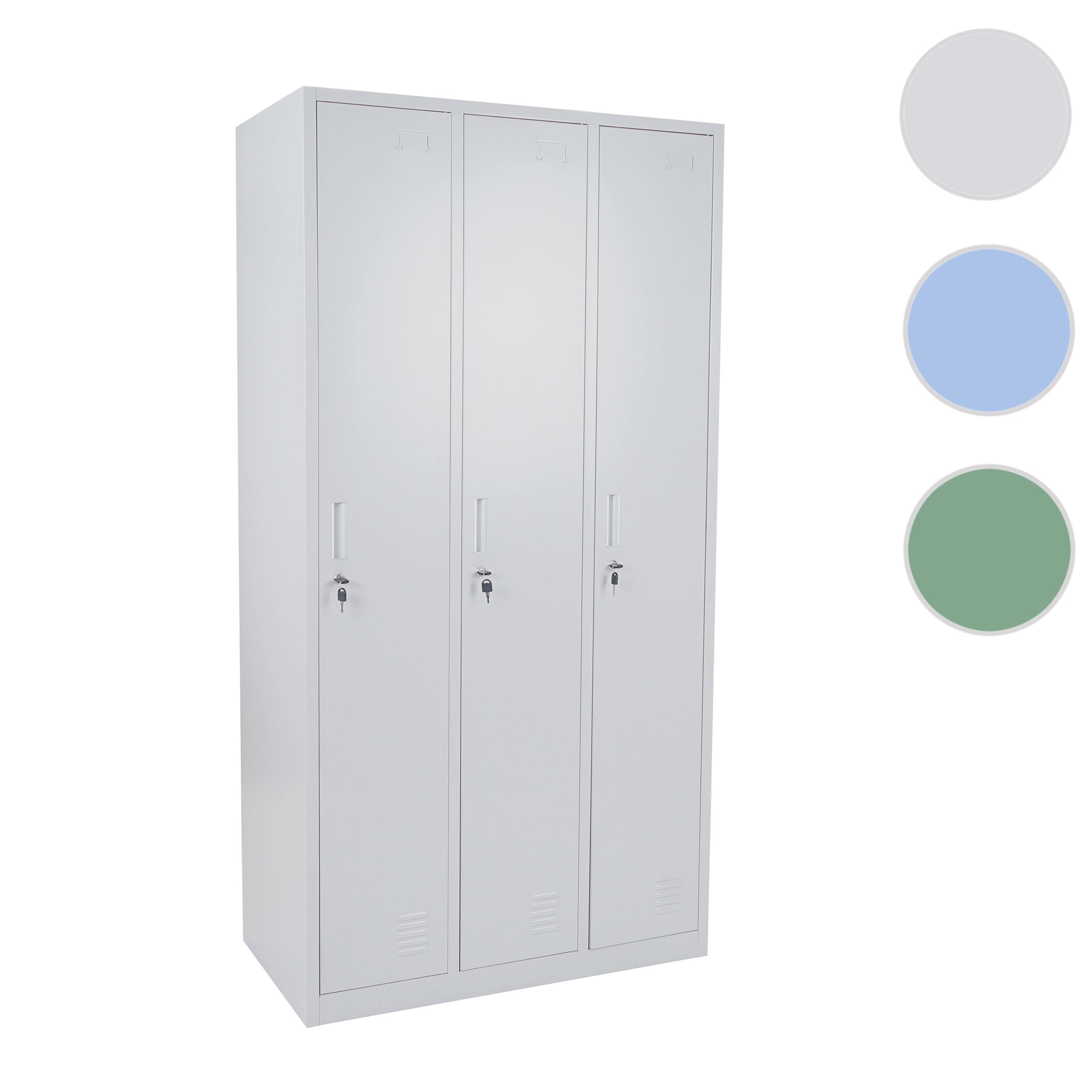 Schließfach Boston T829, Spind Wertfachschrank Schließfachschrank, Metall 3 Fächer ~ blau Image