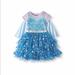 Disney Dresses | New Disney Frozen Elsa Tiered Tutu Tulle Dress | Color: Blue/White | Size: Various