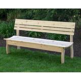 August Grove® Flippo Wooden Garden Outdoor Bench Wood/Natural Hardwoods in Brown/White | 34 H x 58 W x 21 D in | Wayfair