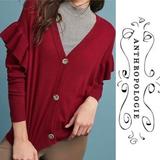 Anthropologie Sweaters | Anthropologie Line + Dot Eulalia Ruffled Cardigan | Color: Red | Size: M