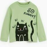 Zara Shirts & Tops | Ara Baby Boys T-Shirt Animal Appliqu Cat | Color: Green | Size: 9-12mb