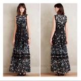 Anthropologie Dresses | Anthropologie Black Beaded Flower Gown | Color: Black | Size: 2