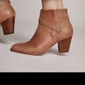 Anthropologie Shoes | Anthropologie Rusty Rose Leather Ankle Boots Sz 9 | Color: Gold/Tan | Size: 9