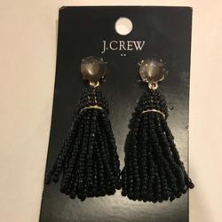 J. Crew Jewelry | Brand New J Crew Black Tassel Earrings | Color: Black | Size: Os