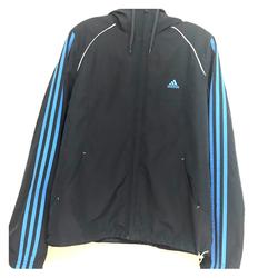 Adidas Jackets & Coats | Adidas Windbreaker Jacket Black Blue Stripe Large | Color: Black/Blue | Size: L