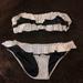 Jessica Simpson Swim | Black & White Striped Ruffled Bikini | Color: Black | Size: S