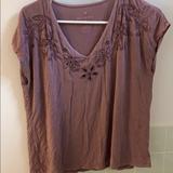 American Eagle Outfitters Tops | American Eagle Soft And Sexy Floral Cutout Tee | Color: Purple | Size: Xs