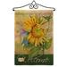 Breeze Decor Sunflower w/ Hummingbird 2-Sided Burlap 19 x 13 in. Garden Flag in Brown/Green | 18.5 H x 13 W x 0.1 D in | Wayfair