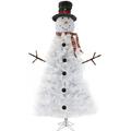 The Holiday Aisle® White Snowman 7.5' Green Pine Artificial Christmas Tree w/ 450 Clear & White Lights in Green/White | 90 H x 46 W in | Wayfair