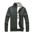 FTCayanz Men's Fleece Jacket Knitted Sweater Cardigan Thick Zip Jumper Stand Collar Winter Warm Coat Green XL