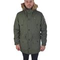 Lambretta Sherpa Lined Fishtale Parka Coat Khaki with Sleeve Badges SS6252 (Medium)