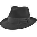 Feltro di Lana Fedora Hat Waterproof And Crushable Classic Two Pinch Crown Hat Made in Italy Men Women Autumn Winter - Black - M