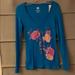 American Eagle Outfitters Tops | American Eagle 100% Cotton V-Neck Long Sleeve T | Color: Blue | Size: Xs