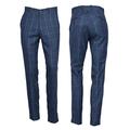 Mens Tweed Check Golf Sta Press Trousers Slim Fit 60s 70s Mod Retro Pants (Blue Tweed, 32" Waist)