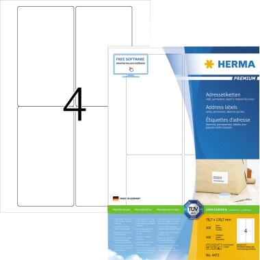 HERMA Etikett 4472 78,7x139,7mm weiß 400 St./Pack. Image
