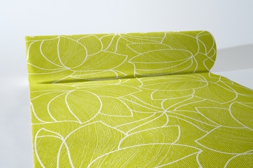 MANK Tischläufer Airlaid Hugo in Hellgrün, 40 cm x 24 m , 1 Stück - Strukturen Linien Tischtuch Image