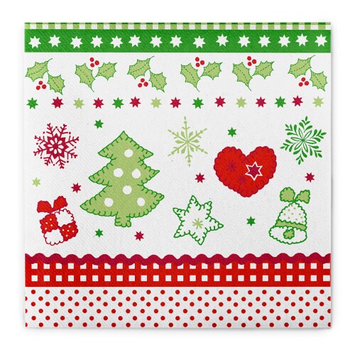 Sovie HORECA Serviette Christmas in Rot-Grün aus Linclass® Airlaid 40 x 40 cm, 50 Stück Image