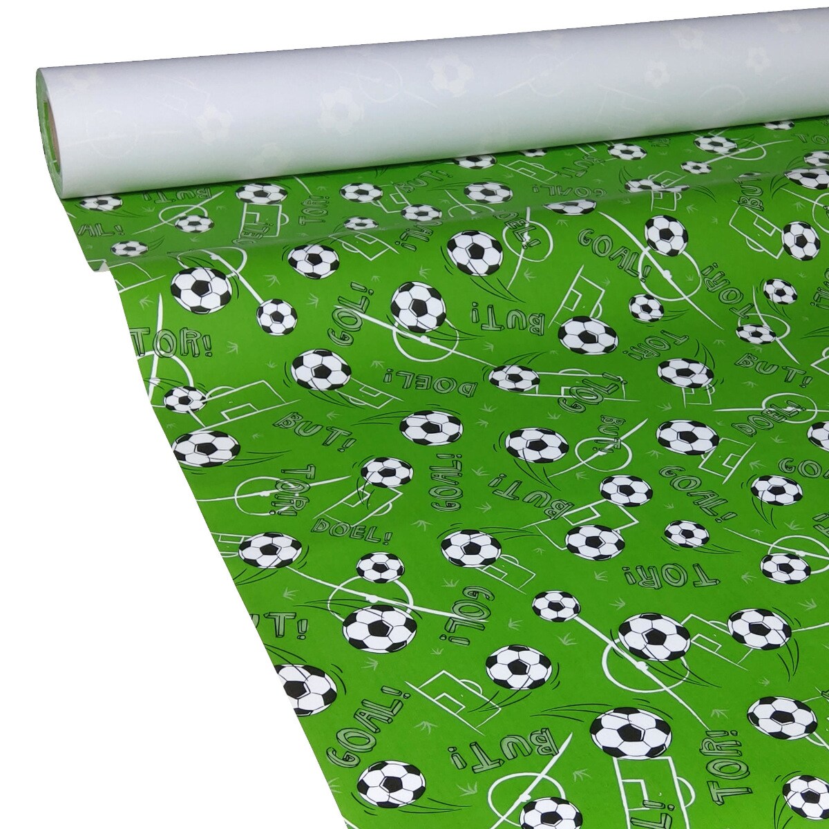JUNOPAX Papiertischdecke Fußball 50m x 0,75m, nass- und wischfest Image